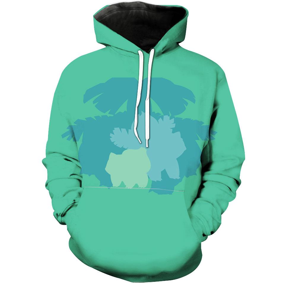 Show Your Love For Pokemon With This Evolution Of Bulbasaur Green Hoodie 3D