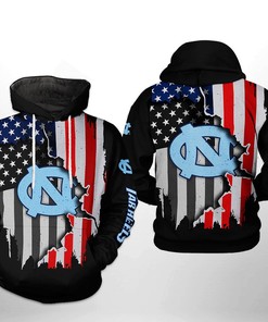 Show Your Patriotism With North Carolina Tar Heels Ncaa Us Flag 3D Printed Hoodie/Zipper Hoodie