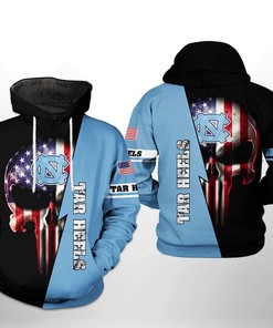 Show Your Patriotism With North Carolina Tar Heels Ncaa Us Flag Skull 3D Printed Hoodie/Zipper Hoodie