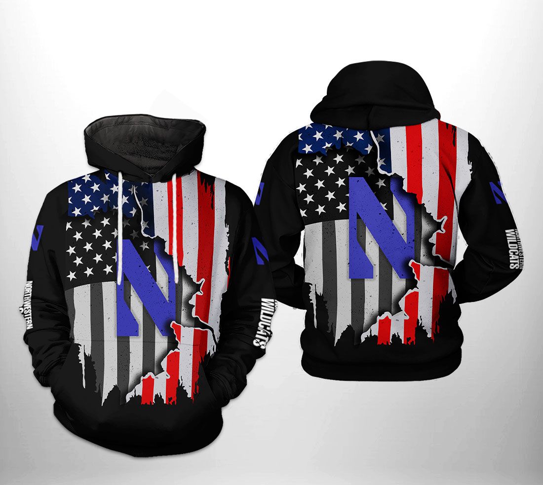 Show Your Patriotism With Northwestern Wildcats Ncaa Us Flag 3D Printed Hoodie/Zipper Hoodie