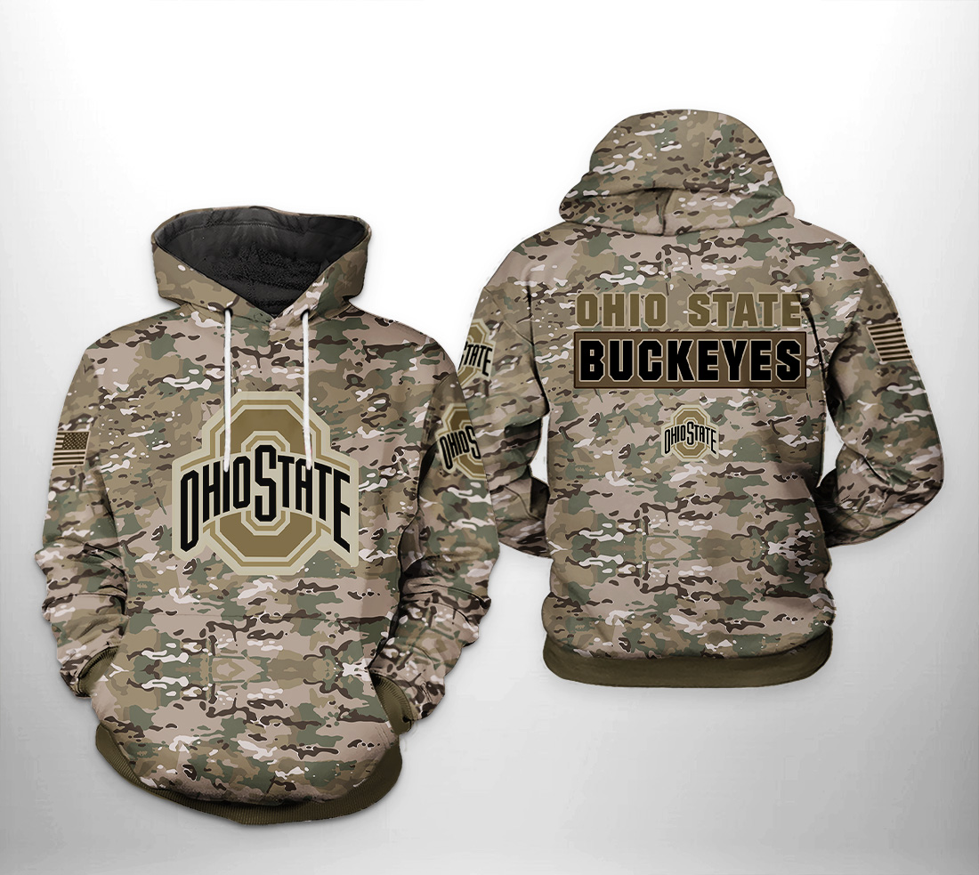 Show Your Patriotism With Ohio State Buckeyes Ncaa Camo Veteran 3D Printed Hoodie/Zipper Hoodie