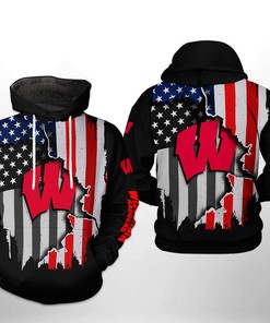 Show Your Patriotism With Wisconsin Badgers Ncaa Us Flag 3D Printed Hoodie/Zipper Hoodie