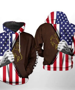 Show Your Patriotism With Wyoming Cowboys Ncaa Us Flag 3D Printed Hoodie/Zipper Hoodie