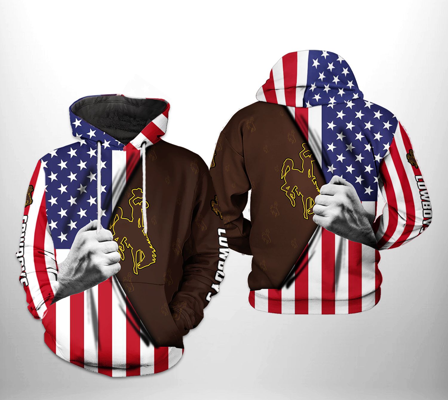 Show Your Patriotism With Wyoming Cowboys Ncaa Us Flag 3D Printed Hoodie/Zipper Hoodie