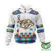 Show Your Support With Nhl Nashville Predators Autism Awareness Custom Name Number 3D Hoodie Zip Hoodie
