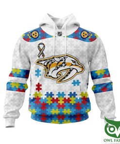 Show Your Support With Nhl Nashville Predators Autism Awareness Custom Name Number 3D Hoodie Zip Hoodie