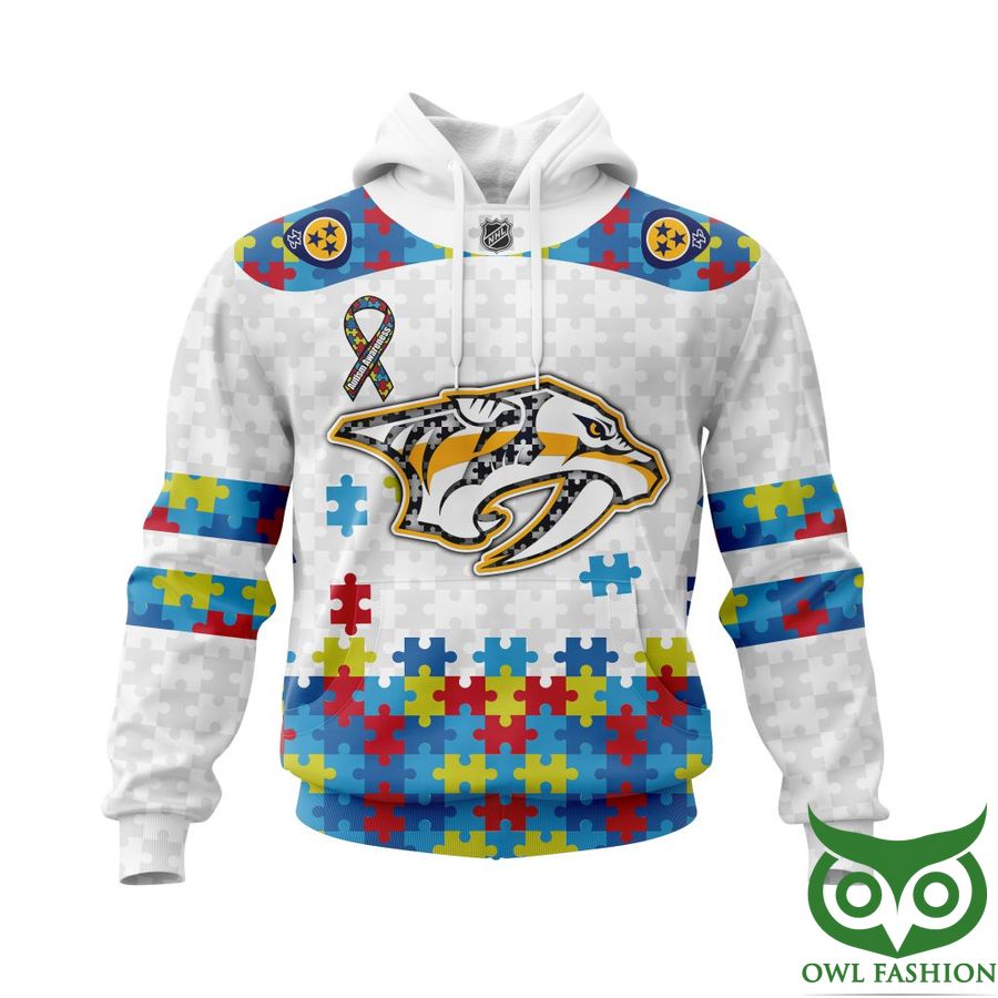 Show Your Support With Nhl Nashville Predators Autism Awareness Custom Name Number 3D Hoodie Zip Hoodie