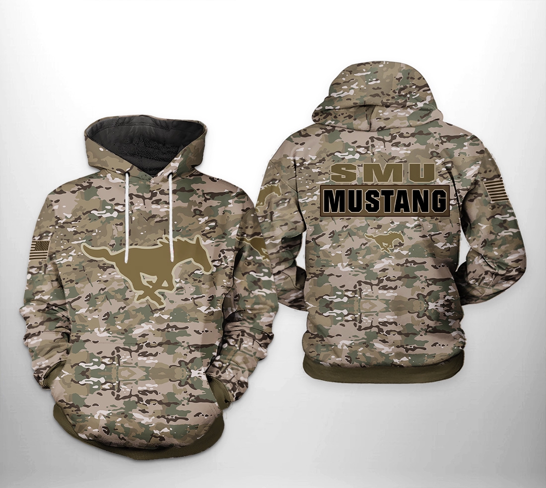 Show Your Support With Smu Mustangs Camo Veteran 3D All Over Print Zip-Up Hoodie - Perfect For Ncaa Fans