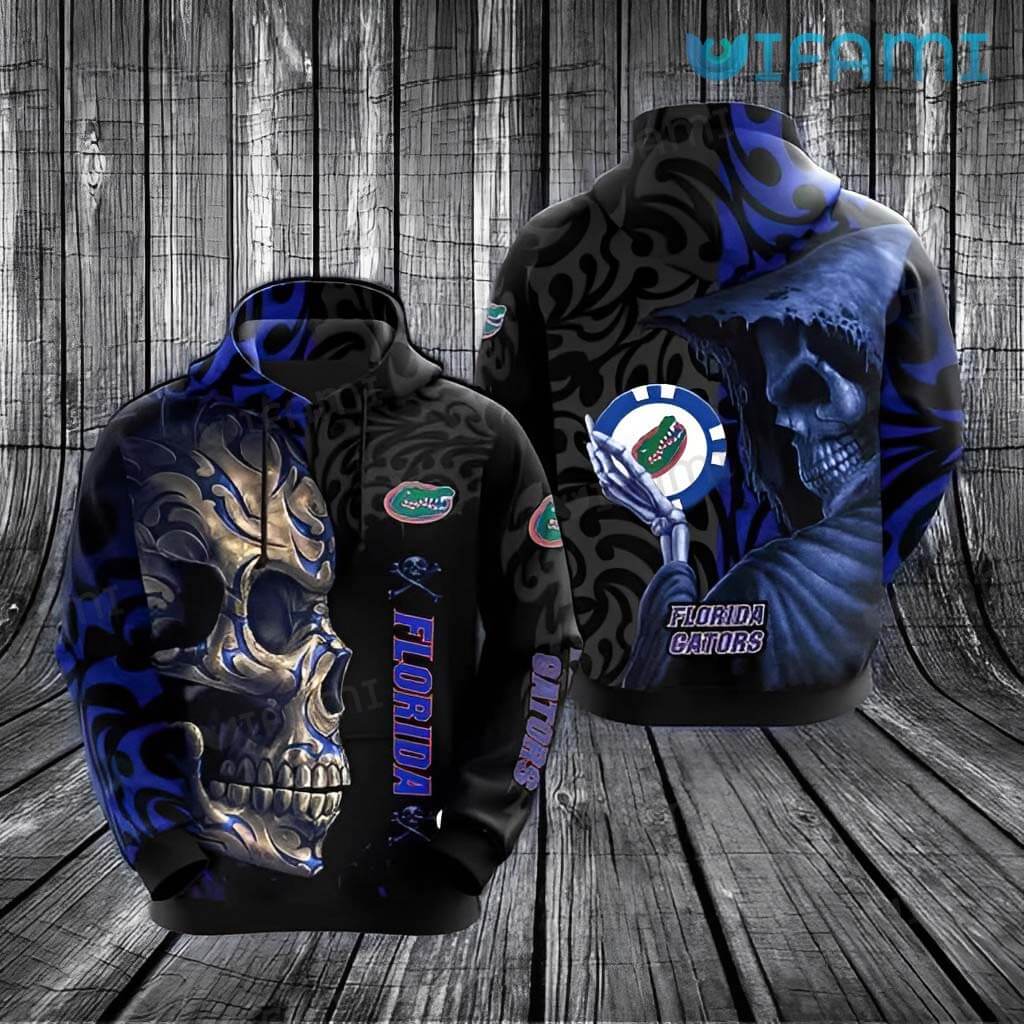 Skeleton Holding Logo All Over 3D Print Florida Gators Hoodie