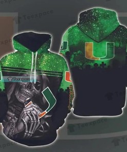 Skull Death Hold Logo Halloween Miami Hurricanes Hoodie - All Over Print