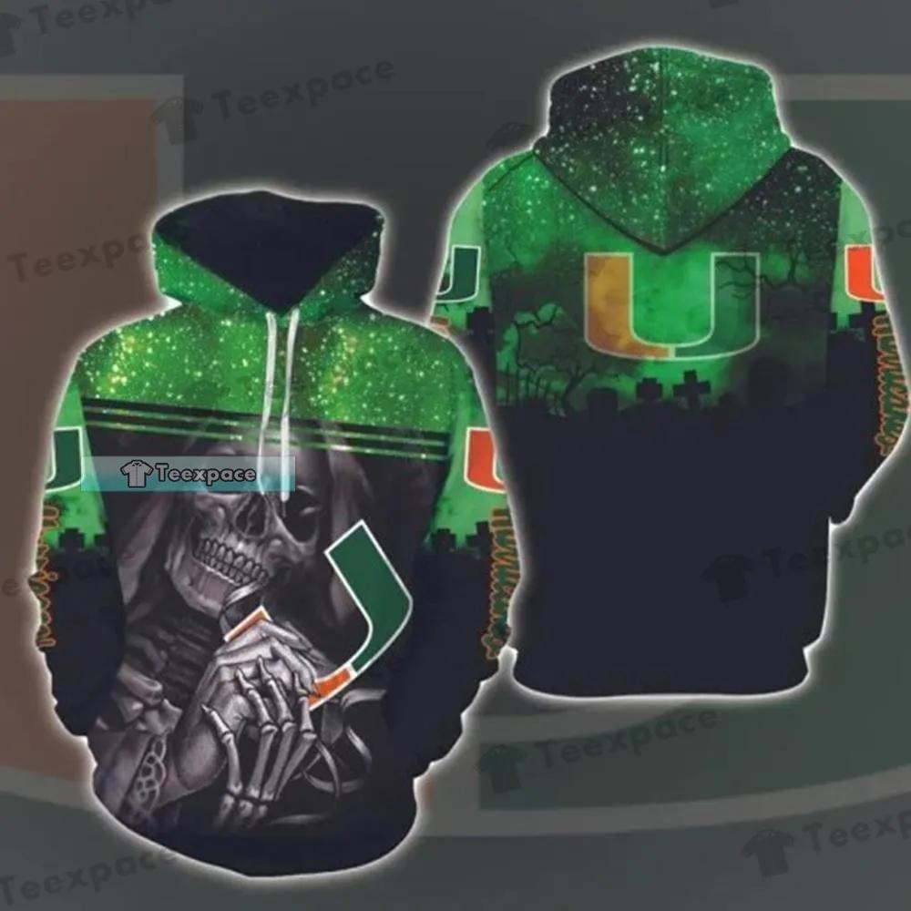 Skull Death Hold Logo Halloween Miami Hurricanes Hoodie - All Over Print