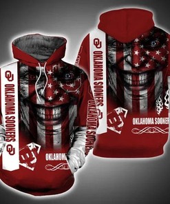 Skull Death Hold Logo Oklahoma Sooners Black And White 3D Hoodie