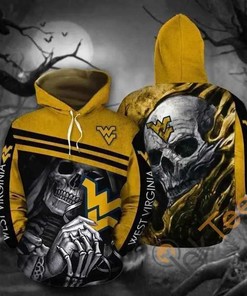 Skull Death Hold Logo West Virginia Mountaineers 3D Hoodie - 3D Hoodies For Men Graphic