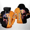 Skull Punisher Tennessee Volunteers American Flag And Logo 3D Hoodie - Cool Volunteer Fans Gifts