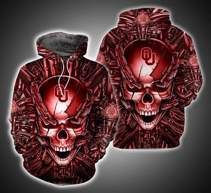 Skull Wings With Oklahoma Sooners All Over Print 3D Hoodie, Unique Fan Gift