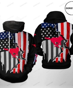Smu Mustangs Us Flag All Over Print 3D Hoodie - Ncaa Fans Gift