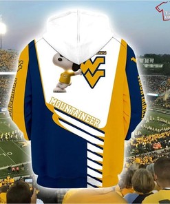Snoopy Adds Fun To Your West Virginia Mountaineers 3D Hoodie