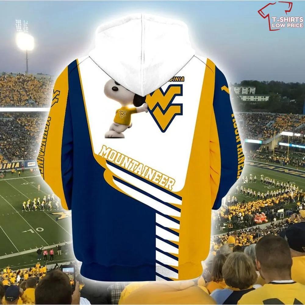 Snoopy Adds Fun To Your West Virginia Mountaineers 3D Hoodie