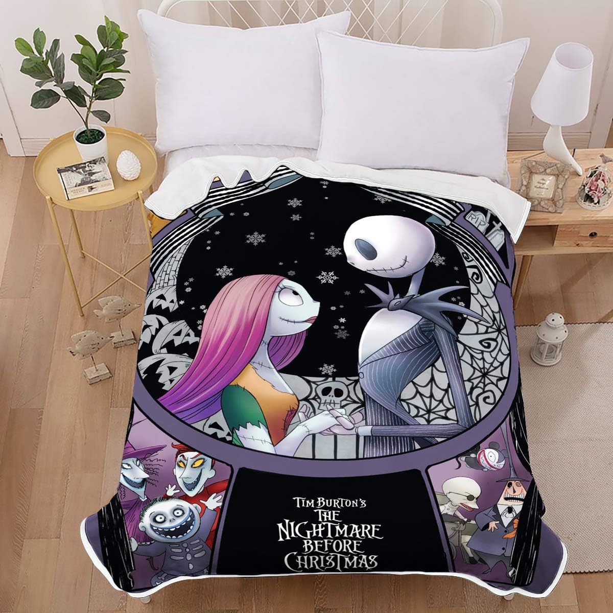 Soft Warm Fleece Throw Blanket - Nightmare Before Christmas Skull Bedding for Bed and Couch