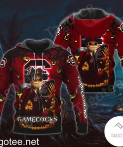 South Carolina Gamecocks Jack Skellington Halloween 3D All Over Print Zip Hoodie With Halloween Theme