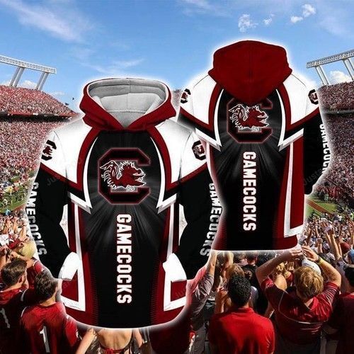 South Carolina Gamecocks Nfl Football Red Black White 3D All Over Print Zip Up Hoodie Option With Bold Design
