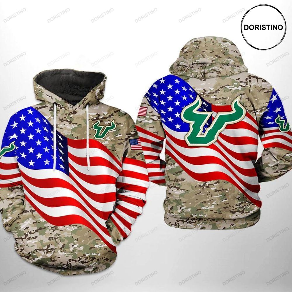 South Florida Bulls Us Flag Camo Veteran 3D Hoodie - Limited Edition