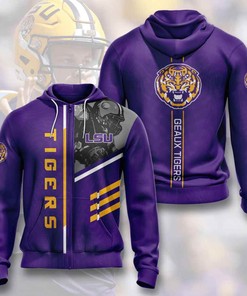 Sports American Football Ncaa Lsu Tigers All Over Print Zip-Up Hoodie - Perfect Gift For Fans
