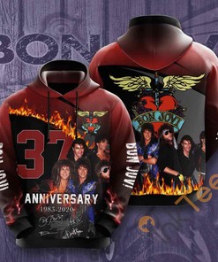 Sporty Bon Jovi All Over Print Hoodie For Fans
