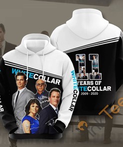 Sporty White Collar All Over Print 3D Hoodie For Fans