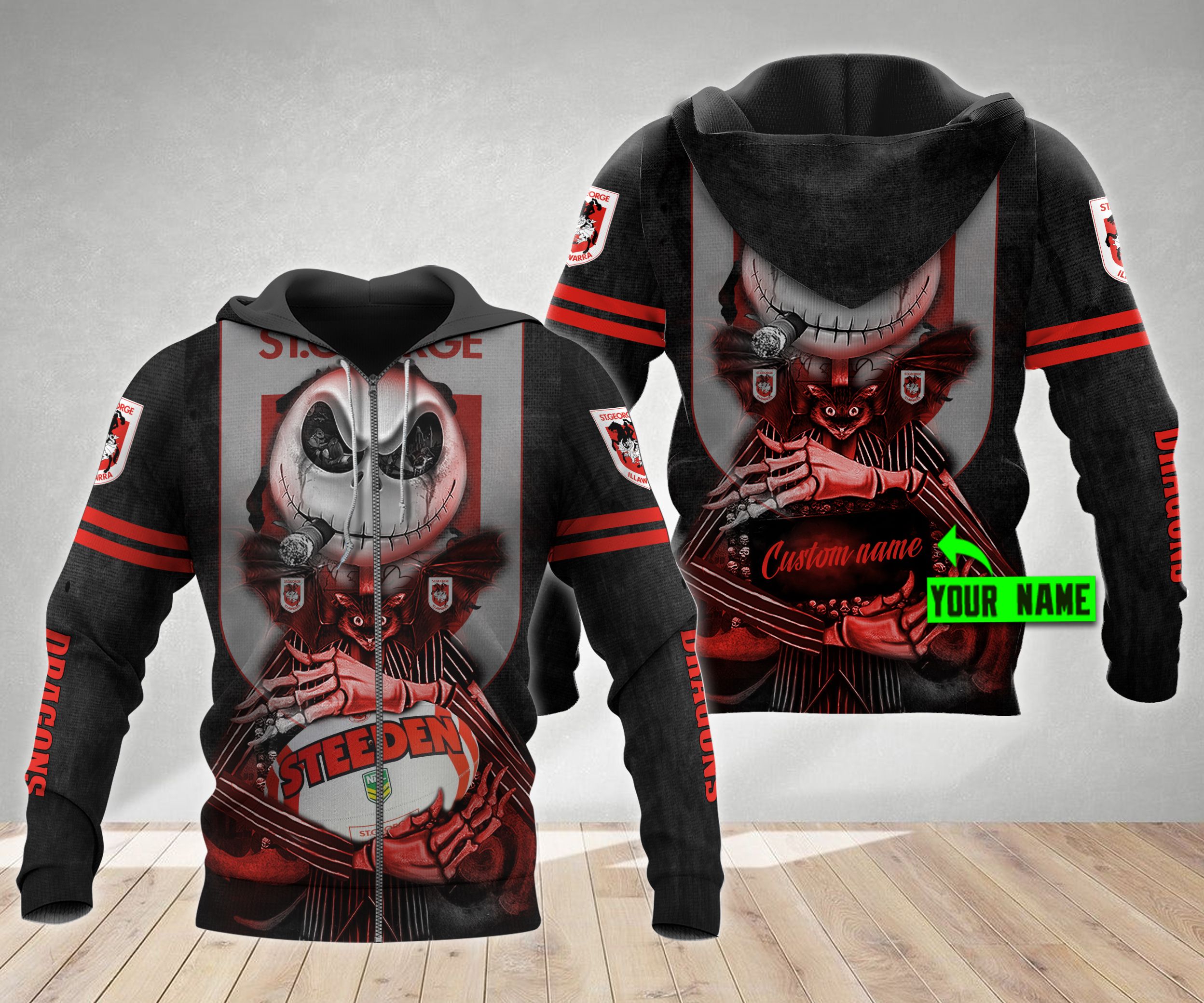 St George Illawarra Dragons 3D Hoodie Nrl - 3D All Over Print Custom
