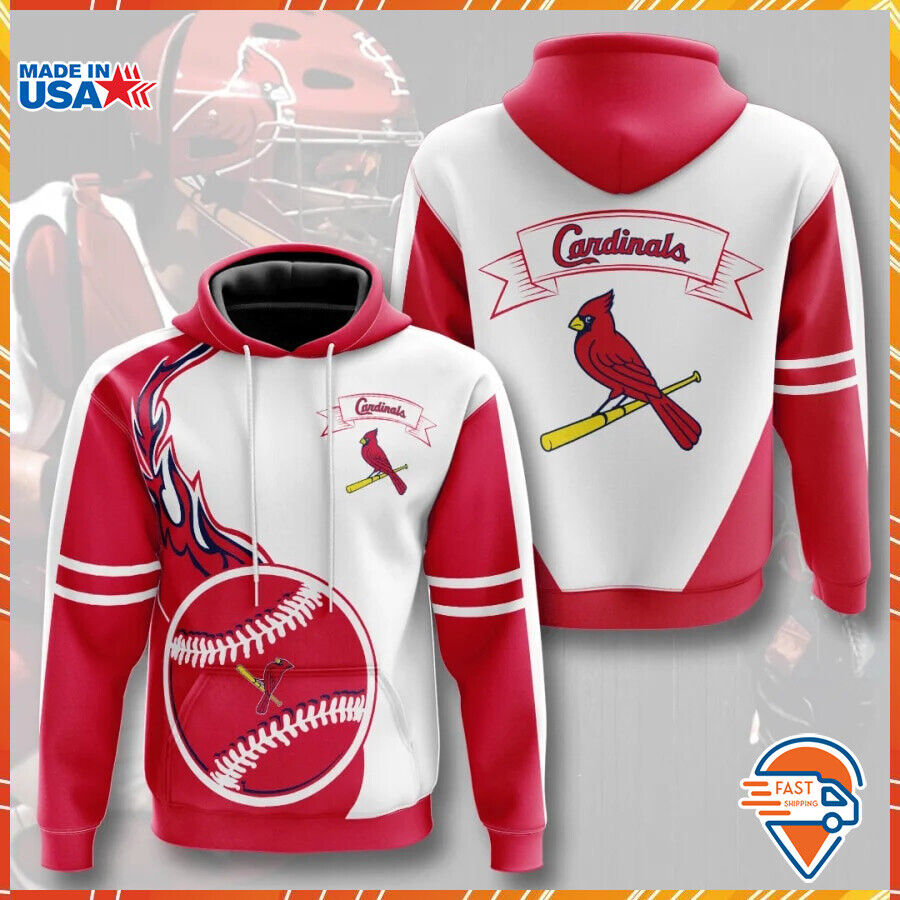 St. Louis Cardinals Flame Balls Premium Hoodie With Custom All Over Print Design S-5Xl