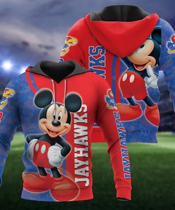 Stand Out In Crowds With Cartoon Character Mickey Hoodie Ncaa Kansas Jayhawks 3D All Over Print Hoodie