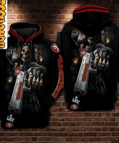 Stand Out With Death Skull Sf 49Ers 3D Hoodie - Perfect For Nfl Fans!