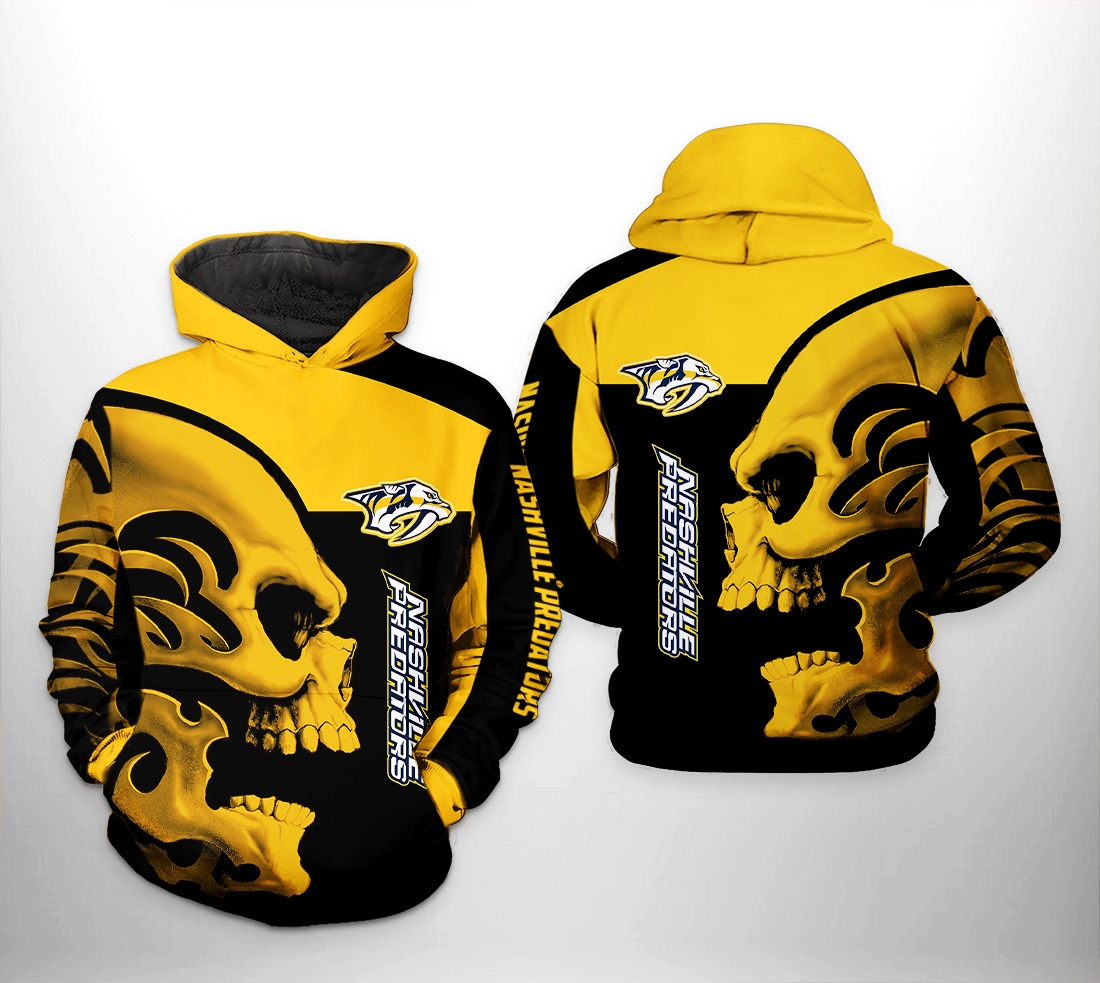 Stand Out With Nashville Predators Nhl Skull 3D All Over Print Hoodie With Zip Up