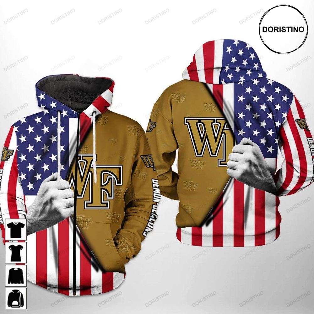 Stand Out With Wake Forest Demon Deacons Ncaa Us Flag Limited Edition 3D Hoodie