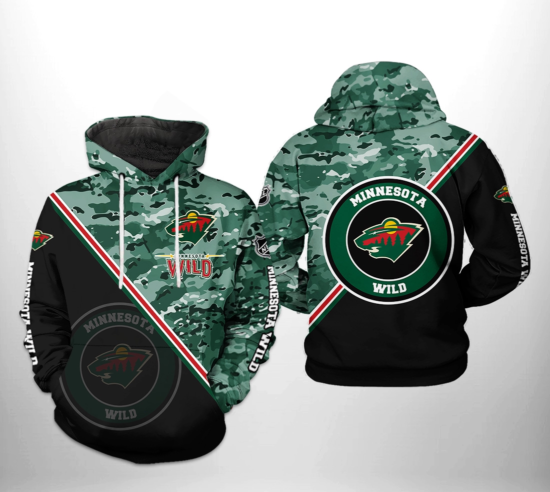Stay Camouflaged With Minnesota Wild Nhl Camo Team 3D All Over Print Zip Up Hoodie