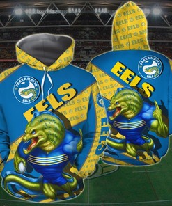 Stay Fashionable With Customized Parramatta Eels 3D Printed Hoodie With Mascot Kc Nrl Hoodie 