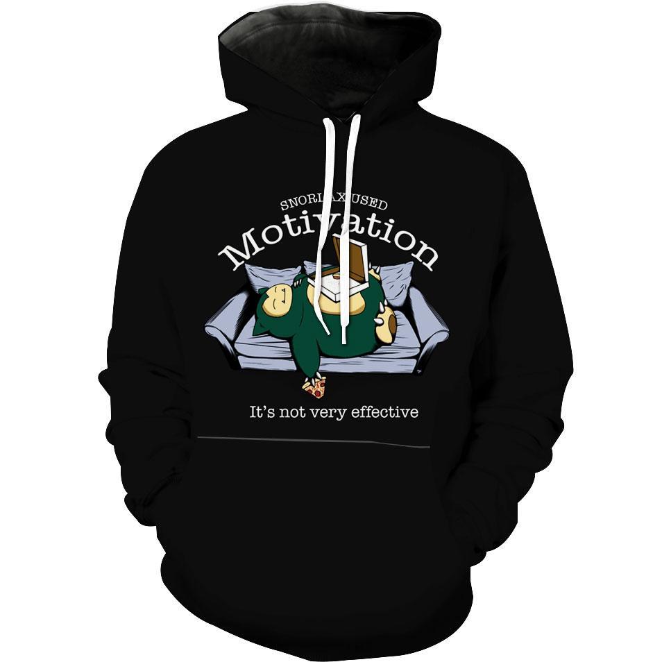 Stay Motivated With Snorlax Motivation Black Pokemon 3D Hoodie