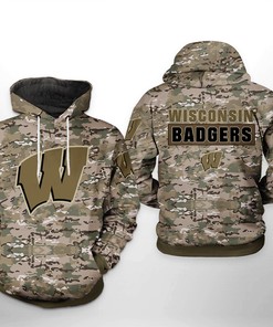 Stay Stylish With Wisconsin Badgers Ncaa Camo Veteran 3D Printed Hoodie/Zipper Hoodie