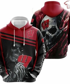 Stay Warm In Style With Ncaa Wisconsin Badgers Skull 3D Hoodie