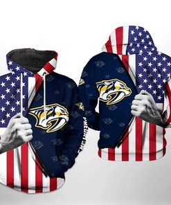 Support Your Veterans With Nashville Predators Nhl Us Flag Camo Veteran 3D All Over Print Hoodie With Zip Up