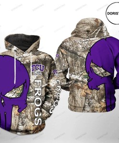 Tcu Horned Frogs Camo Veteran Hunting 3D Hoodie - Ncaa Fans