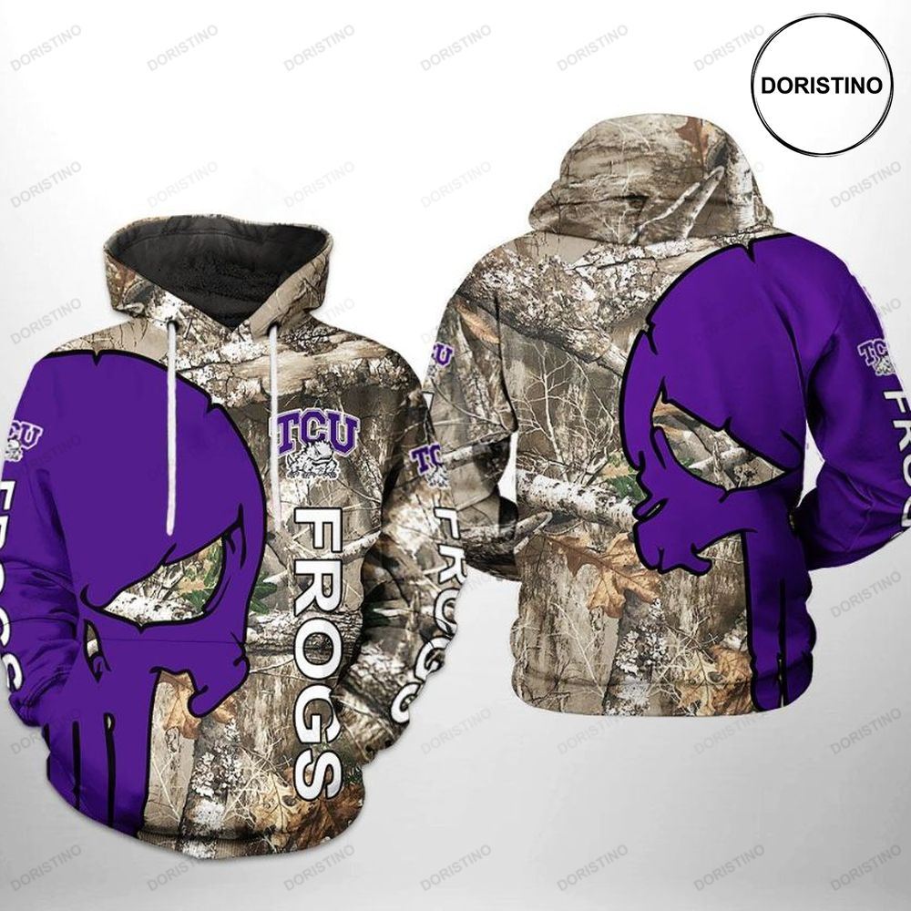 Tcu Horned Frogs Camo Veteran Hunting 3D Hoodie - Ncaa Fans