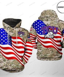 Tcu Horned Frogs Us Flag Camo Veteran 3D Hoodie - Limited Edition