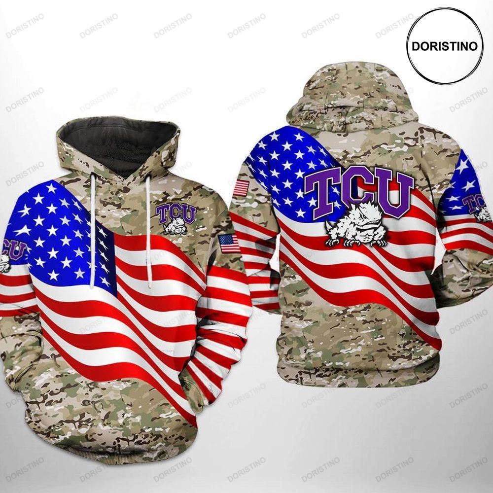 Tcu Horned Frogs Us Flag Camo Veteran 3D Hoodie - Limited Edition