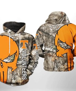 Tennessee Volunteers Camo Veteran Hunting Punisher Skull 3D Hoodie - Volunteer Fans Gift