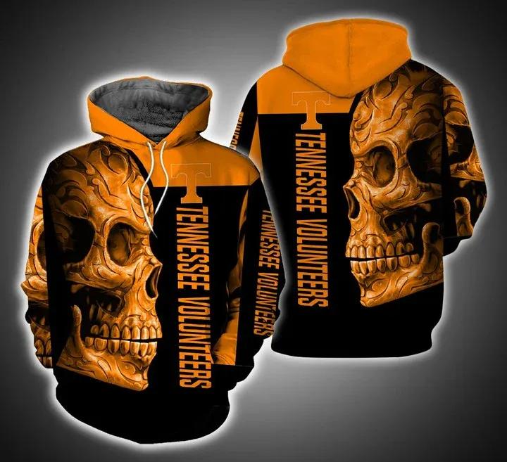 Tennessee Volunteers Skull 3D Hoodie College Baseball Apparel - 3D Hoodies With Zippers