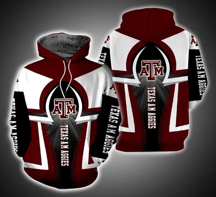 Texas A&M Aggies Logo Football 3D Hoodie College Gifts - Men'S 3D Graphic Hoodies