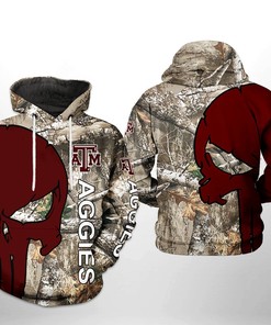 Texas A&M Aggies Ncaa Camo Veteran Hunting 3D All Over Print Hoodie, Zip-Up Hoodie - Men'S All Over Print 3D Hoodie