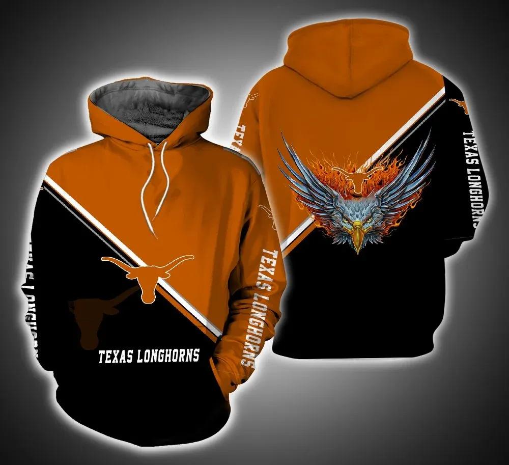 Texas Longhorns Fire Eagle 3D Hoodie Unique Texas Longhorns Gifts - 3D Printed Hoodies